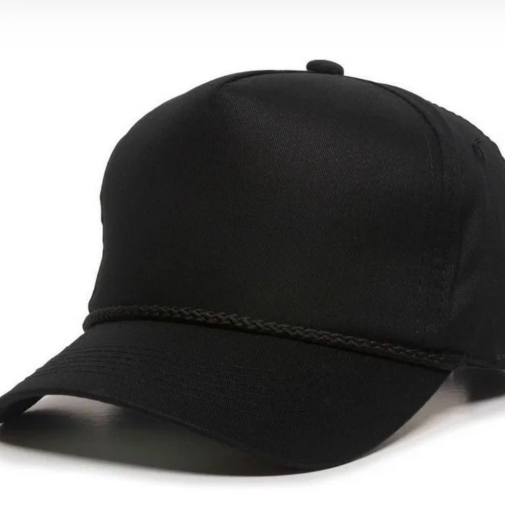 Outdoor Baseball cap High Profile Twill with cord-black Unisex Adjustable